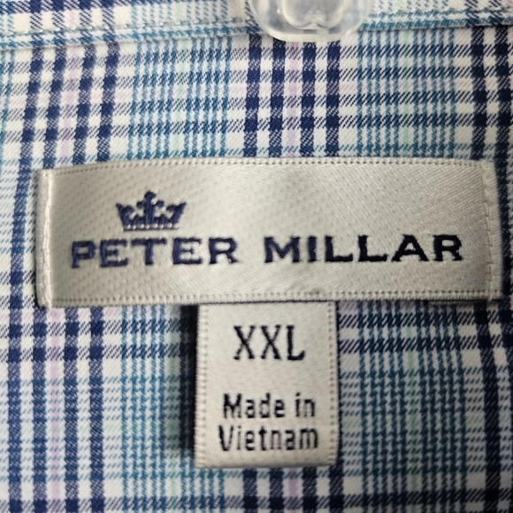 Peter Millar Mens Button Down Blue Pink Plaid Sz XXL - Picture 8 of 8